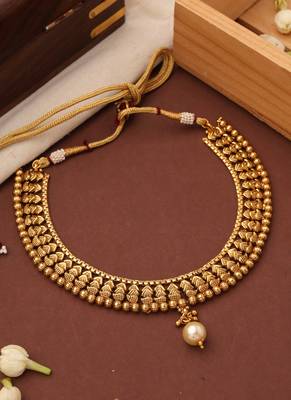 Gold Plated Temple Design Necklace Set 4