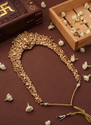 Statement Temple Necklace Set with Laxmi Motif Pendant 5