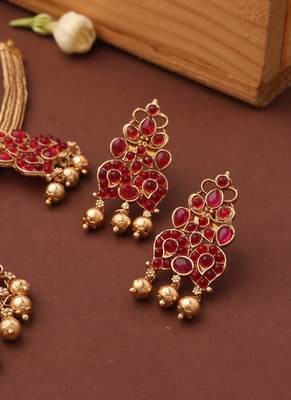 Red Stone Kemp Jewelry Necklace Set 4