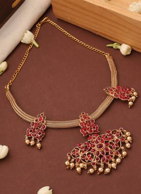 Red Stone Kemp Jewelry Necklace Set 1