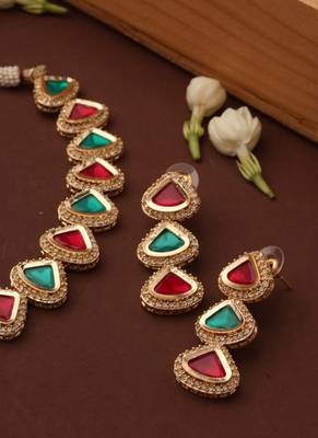 Kundan Multicolor Triangle Shape Necklace Set 2