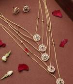 Three-Layer Necklace with Hexagon Pendants