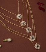 Three-Layer Necklace with Hexagon Pendants