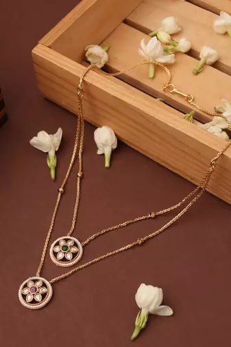 Two-Layer Necklace with Round Pendants