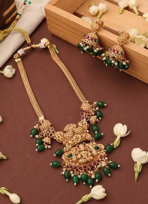 Temple Necklace Set with Laxmi Motif Pendant 1