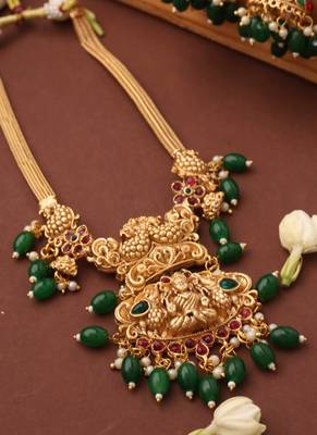 Temple Necklace Set with Laxmi Motif Pendant 2