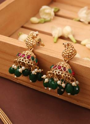Temple Necklace Set with Laxmi Motif Pendant 3