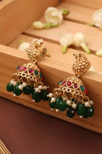 Temple Necklace Set with Laxmi Motif Pendant