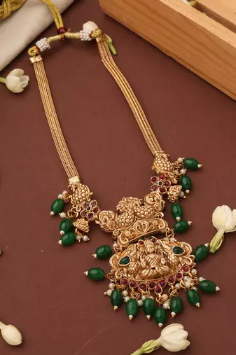 Temple Necklace Set with Laxmi Motif Pendant