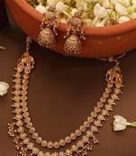 Two-Layer Necklace Set with Elephant Motif Earrings