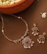 Gold Plated American Stone Studded Necklace Set