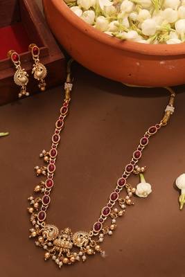 Gold plated kemp jewelry with laxmi pendant 2