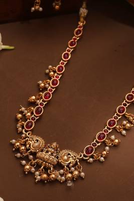 Gold plated kemp jewelry with laxmi pendant 1