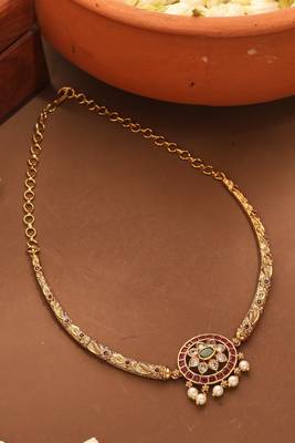 Minimalistic Gold Plated Choker with Kemp Necklace 3
