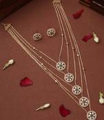 Five-Layer Necklace Set with Round Pendants and Multicolor Stones