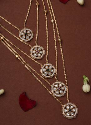 Five-Layer Necklace Set with Round Pendants and Multicolor Stones 2