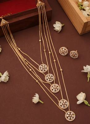 Five-Layer Necklace Set with Round Pendants and White Stones 1