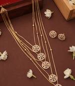 Five-Layer Necklace Set with Round Pendants and White Stones