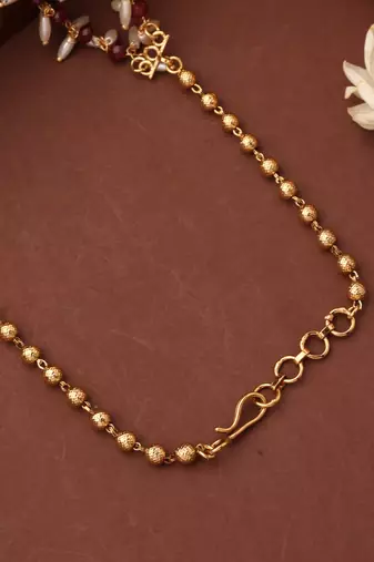 Rice Pearl Necklace with Red Beads