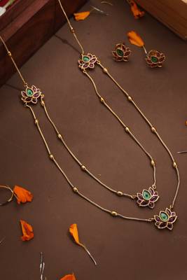 Two-Layer Necklace with Lotus Motif 3