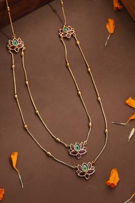 Two-Layer Necklace with Lotus Motif 1