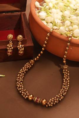 Gold Plated Ball Chain Necklace Set 1