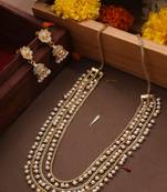 Three-Layer Pearl Necklace with Gold Plated Chain