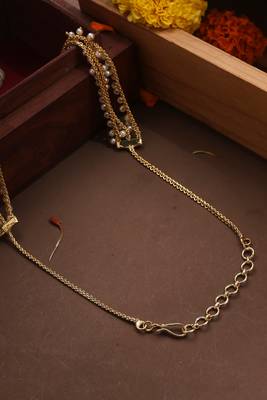 Three-Layer Pearl Necklace with Gold Plated Chain 4