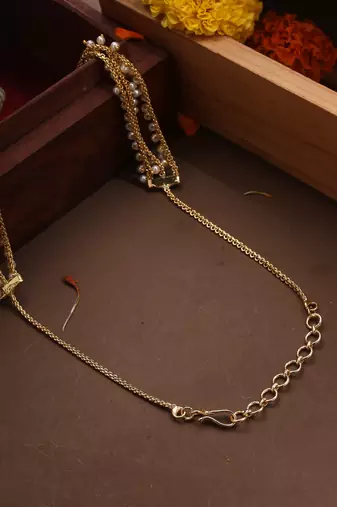 Three-Layer Pearl Necklace with Gold Plated Chain