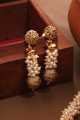 Gold Plated Pearl Necklace with Ball Pendant 3