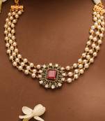 Pearl Choker with American Diamond Pendant