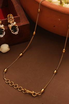 Gold Plated Chain with Emerald Stone Pendant and Elephant Carving 3