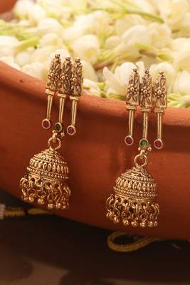 Gold Plated Temple Design Necklace Set 2