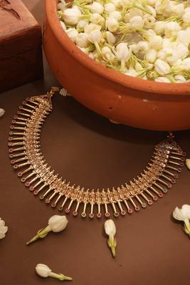 Gold Plated Temple Design Necklace Set 3