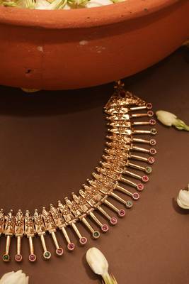 Gold Plated Temple Design Necklace Set 4