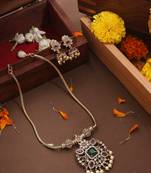 American Diamond Stone Studded Pendant Necklace Set