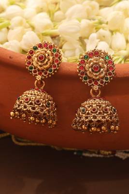 Gold Plated Temple Necklace Set with Peacock Motif 4