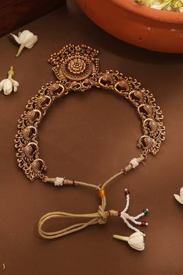Gold Plated Temple Necklace Set with Peacock Motif 5