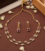 Gold Plated Necklace Set with American Diamonds