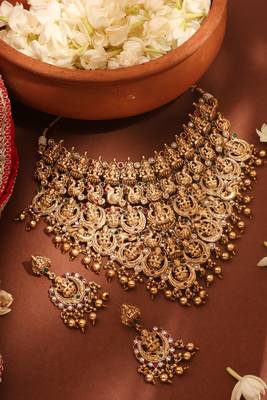 Bridal Choker with Laxmi Motif - Temple Jewelry 1
