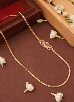 Mugappu gold plated chain with flower pendant 2