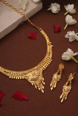 Gold Plated Choker with Floral Designs 2