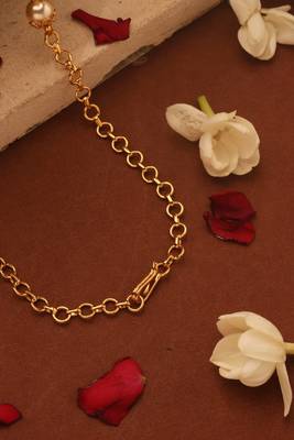 Pearl Necklace with American Diamonds and Green Stone Accents 5