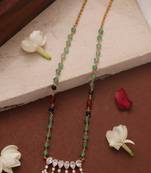 Mint Green Necklace with American Diamond Pendant