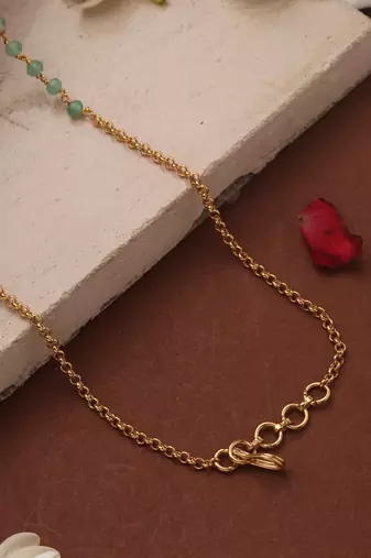 Mint Green Necklace with American Diamond Pendant