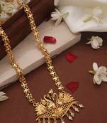 Gold Plated Long Necklace with Swan Pendants and American Diamond Accents