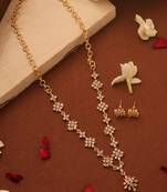 Gold Plated Minimalistic Flower-Shaped Necklace Set with American Stones