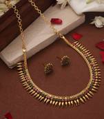 Gold Plated Choker and Stone Studded Necklace Set