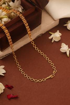 Gold Plated Necklace with Round American Diamond Stone Studded Pendant 3