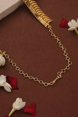 Gold Plated Long Necklace Set with Floral Designs 4